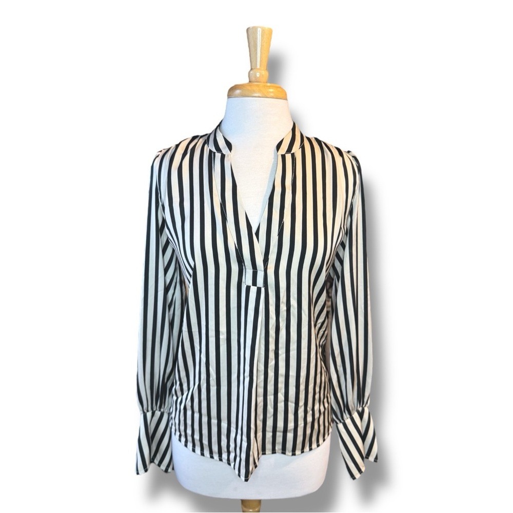 Banana Republic Black and White Striped Blouse